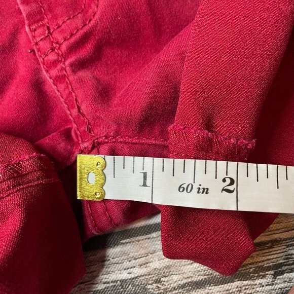 NoBo Mid Rise Skinny Cutoff Cut Off Cuffed Jean Shorts Deep Dark Red 1 Buttons - Picture 9 of 9